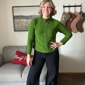 Mountain Lake Vibrant Green Women's Cowl Sweater